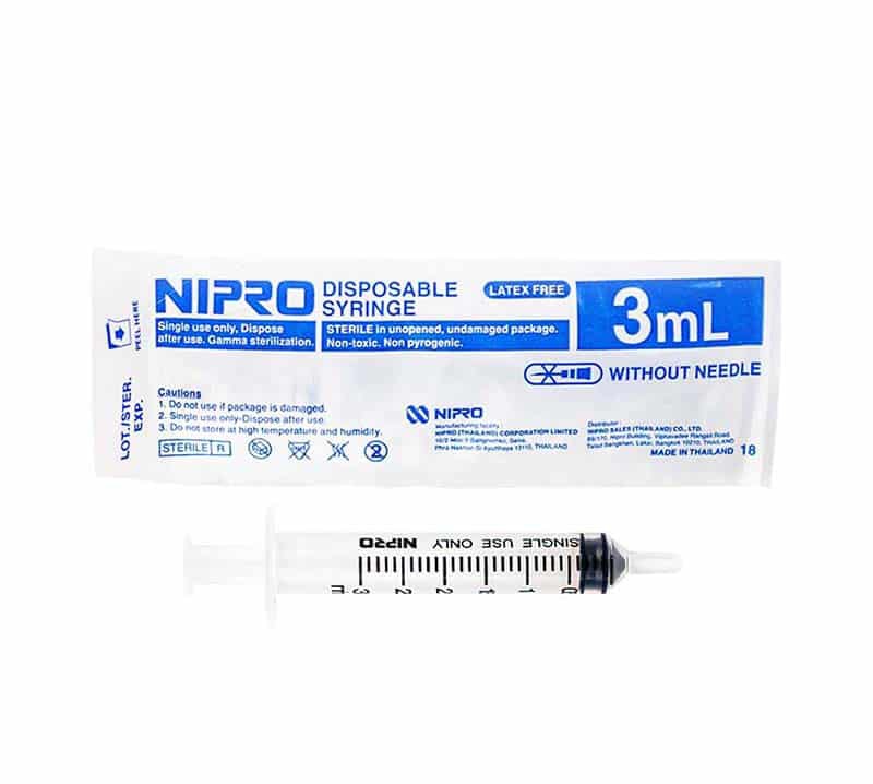 NIPRO ไซริงค์พลาสติก แบบไม่ติดเข็ม  3 cc (1ชิ้น)