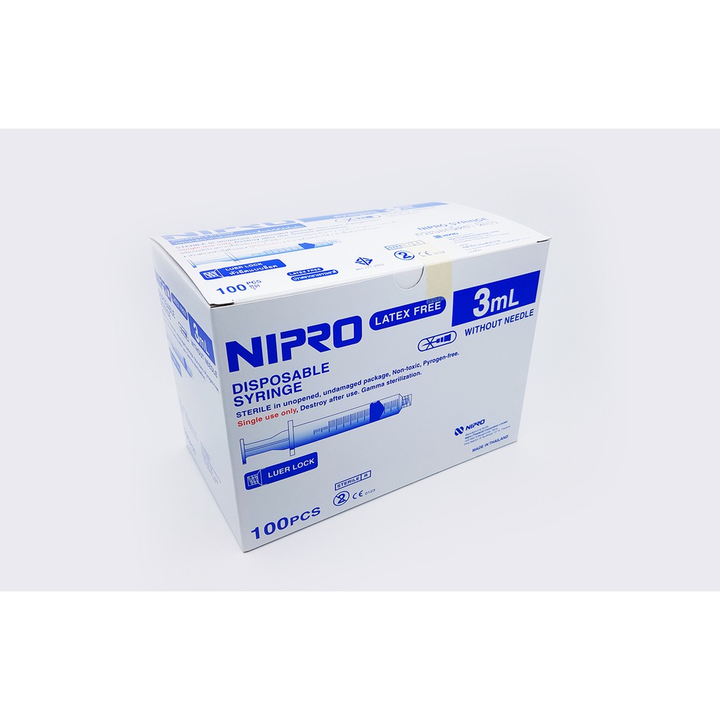 NIPRO ไซริงค์พลาสติก แบบไม่ติดเข็ม 3 cc (1กล่อง)