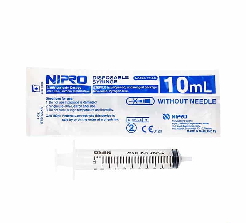 NIPRO ไซริงค์พลาสติก แบบไม่ติดเข็ม 10 cc (1ชิ้น)
