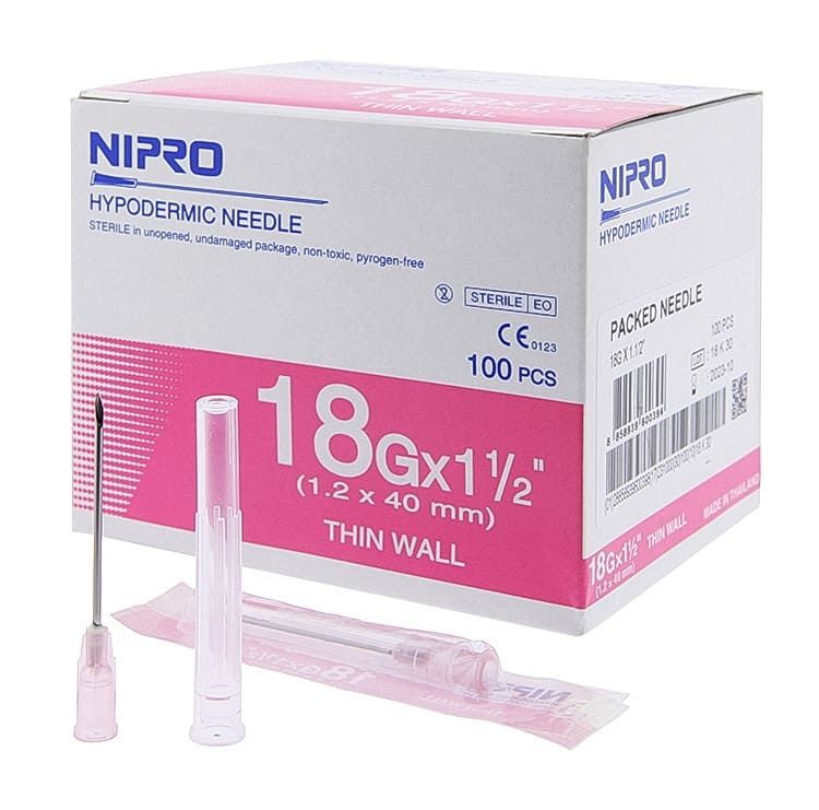 NIPRO  เข็มฉีดยา ขนาด 18G x 1 1/2 นิ้ว (กล่อง)