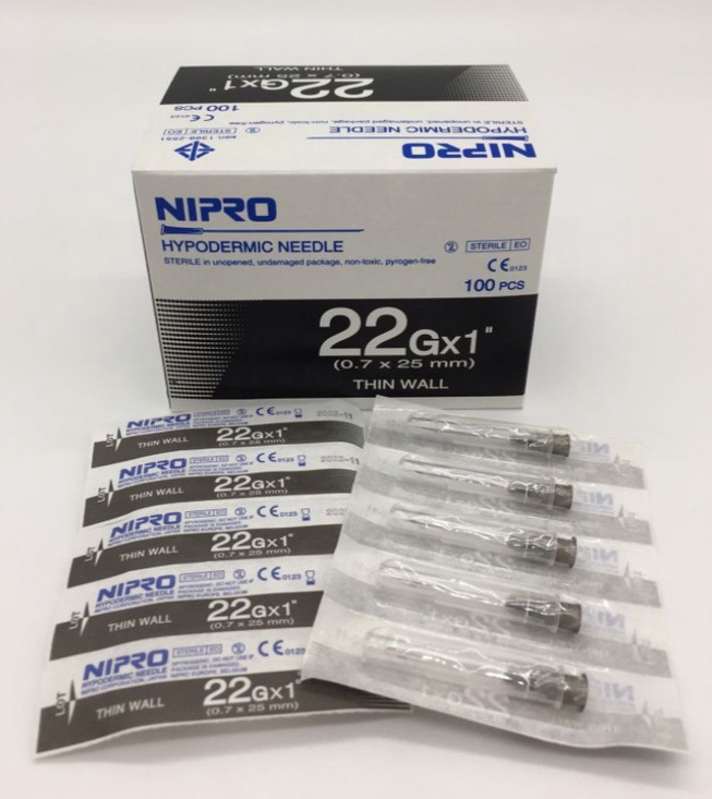 NIPRO เข็มฉีดยา ขนาด 22G x 1  นิ้ว (ซอง)