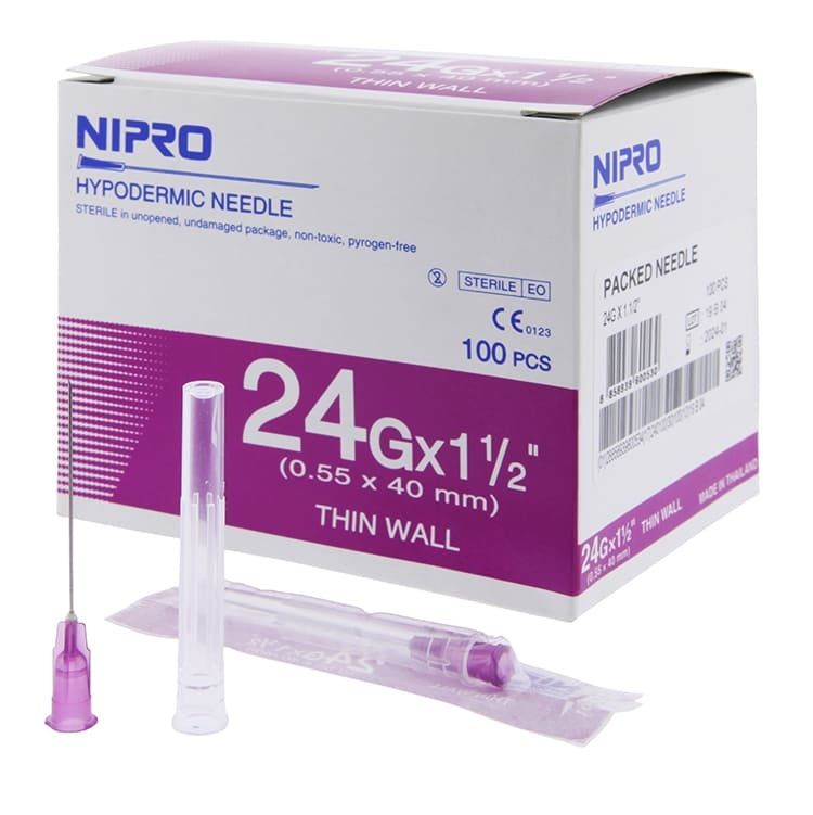 NIPRO เข็มฉีดยา ขนาด 24G x 1 1/2 นิ้ว (กล่อง)
