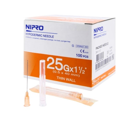 NIPRO เข็มฉีดยา ขนาด 25G x 1 1/2 นิ้ว (กล่อง)