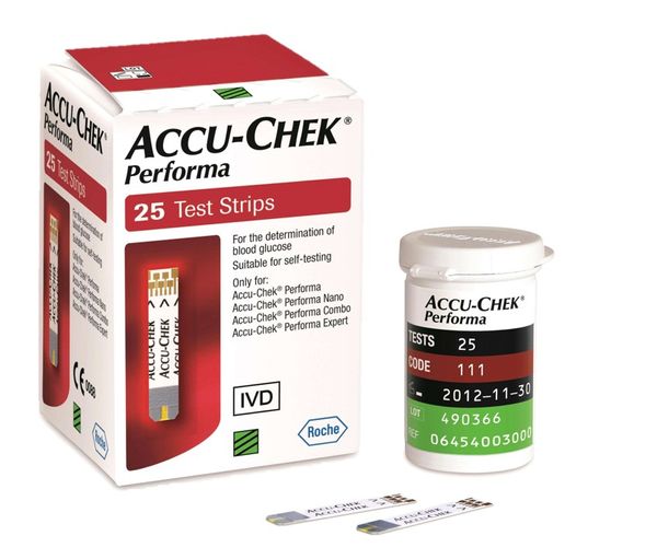 Accu-Chek แถบตรวจวัดระดับน้ำตาลในเลือด แบบ 25 ชิ้น